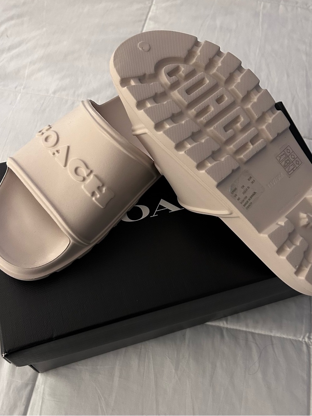 Coach Embossed Slide Sandals in Blush - Picture 3 of 5